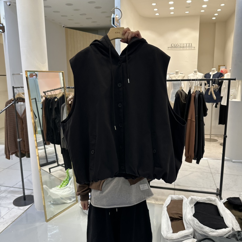 IN KIRA東大門直郵26秋冬連帽無袖泰迪馬甲泰迪熊單排扣口袋無IN KIRA馬甲圖色2