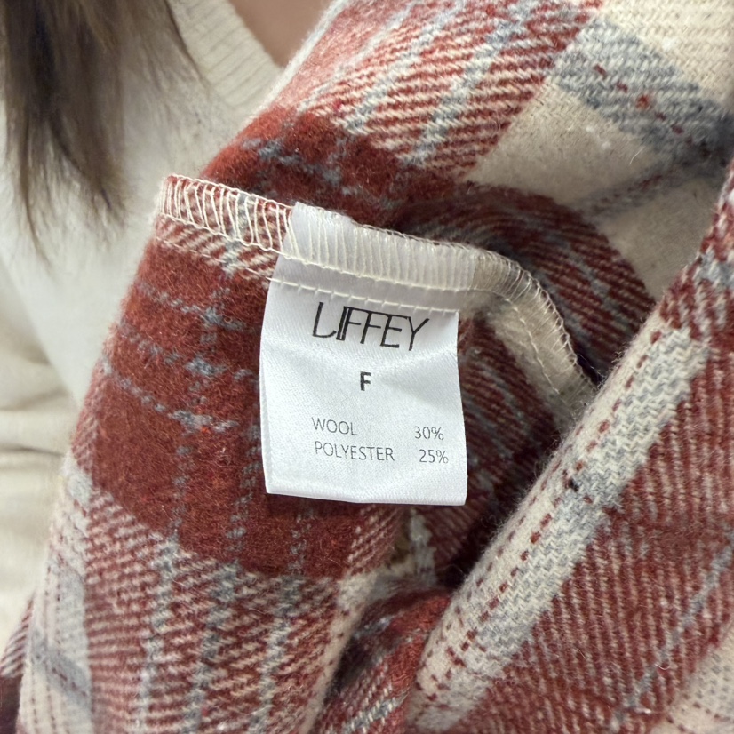 LIFFEY東大門實拍女裝新品休閑時尚真品襯衫蕾絲衫格紋寬松LIFFEY襯衫/蕾絲衫