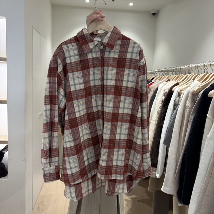 LIFFEY東大門實拍女裝新品休閑時尚真品襯衫蕾絲衫格紋寬松LIFFEY襯衫/蕾絲衫圖色2