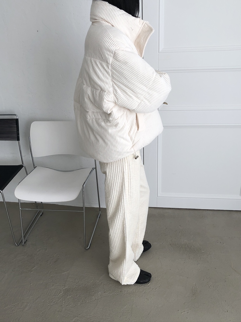 MUSE-P韓國代購26秋冬燈芯絨短款棉服燈芯絨立領絎縫MUSE-P短款棉服