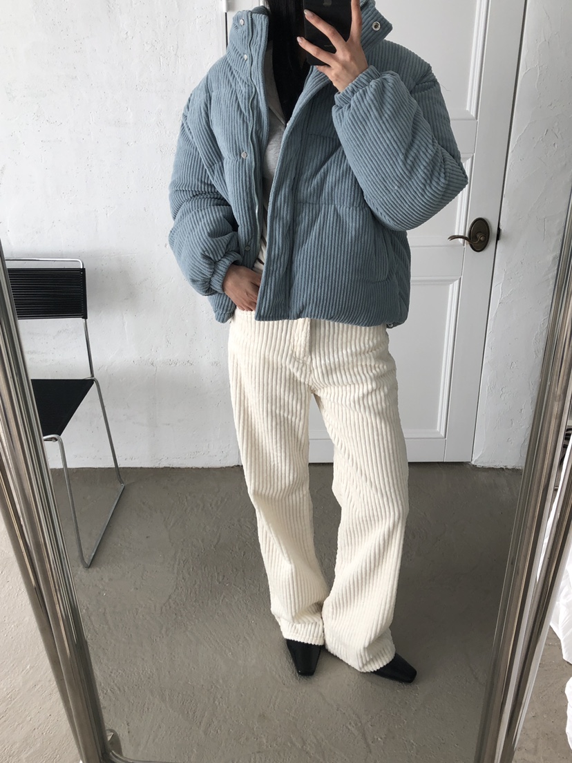 MUSE-P韓國代購26秋冬燈芯絨短款棉服燈芯絨立領絎縫MUSE-P短款棉服