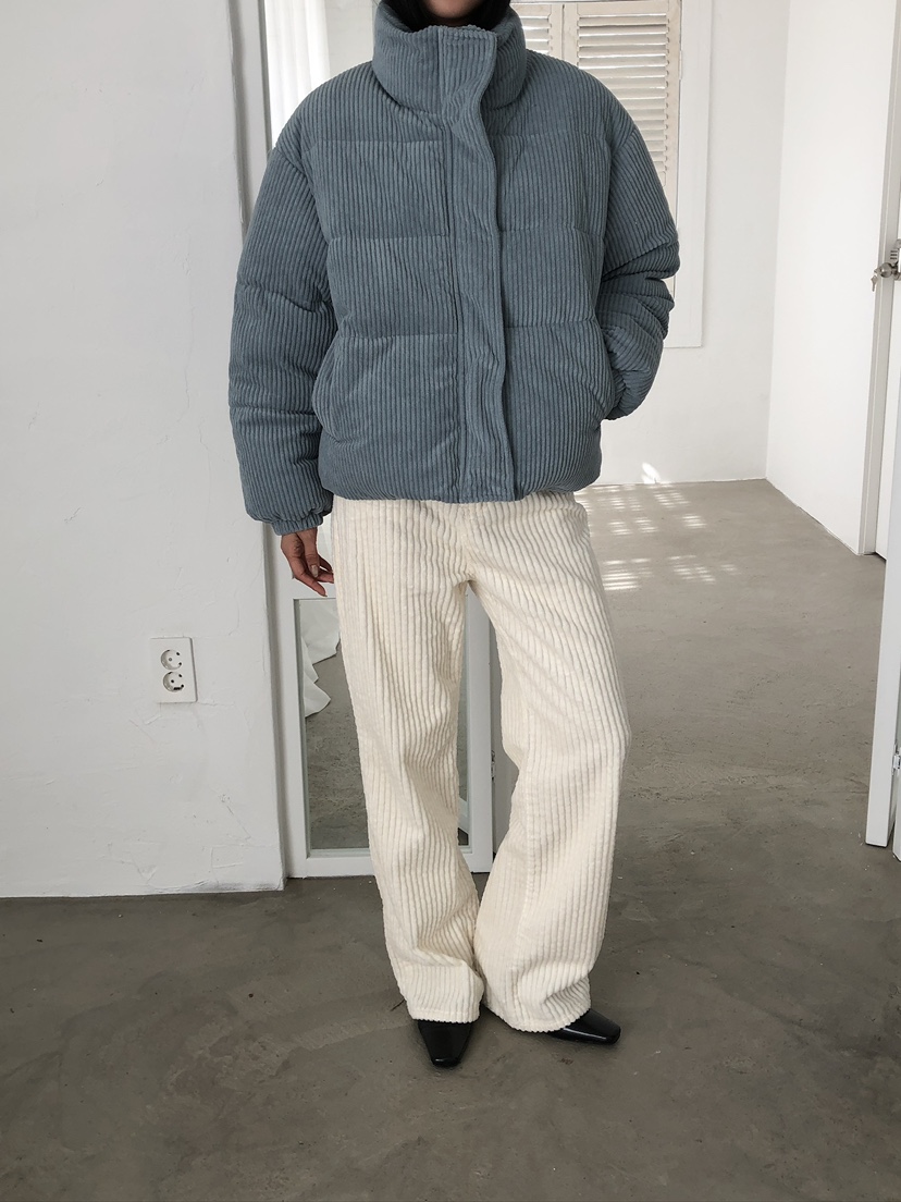 MUSE-P韓國代購26秋冬燈芯絨短款棉服燈芯絨立領絎縫MUSE-P短款棉服