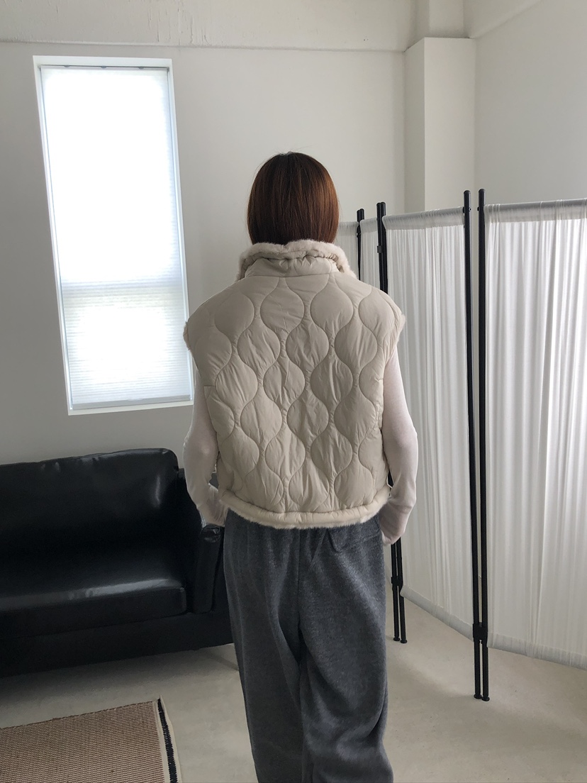 MUSE-P東大門代購26秋季毛絨領絎縫馬甲兩面穿加厚立領抽繩雙MUSE-P馬甲