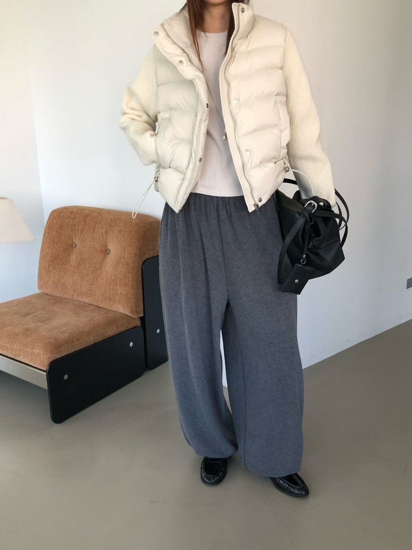 MUSE-P東大門直郵26秋冬拼接袖短款羽絨服羽絨服立領抽繩填充MUSE-P短款羽絨服