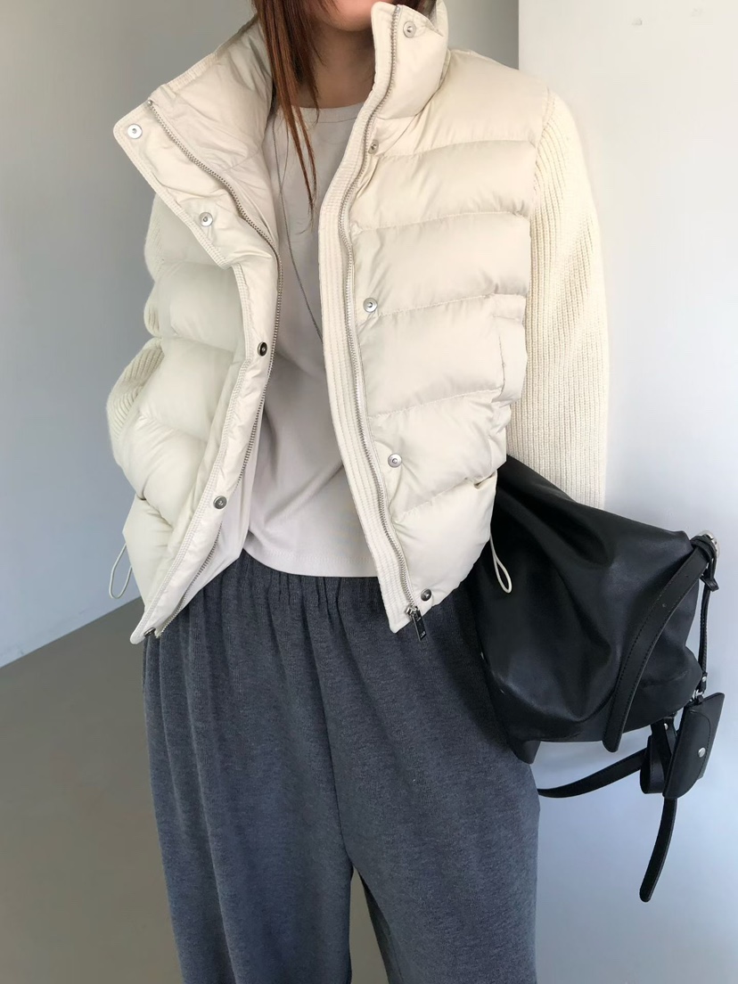 MUSE-P東大門直郵26秋冬拼接袖短款羽絨服羽絨服立領抽繩填充MUSE-P短款羽絨服