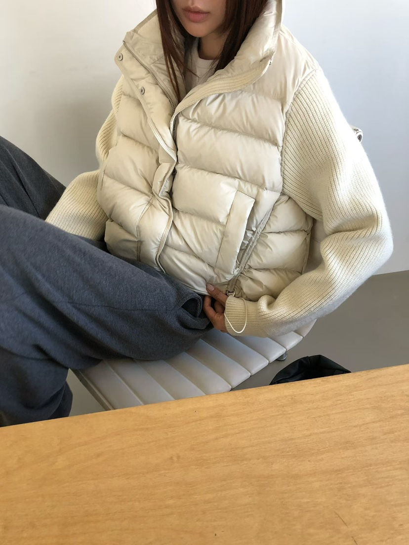 MUSE-P東大門直郵26秋冬拼接袖短款羽絨服羽絨服立領抽繩填充MUSE-P短款羽絨服