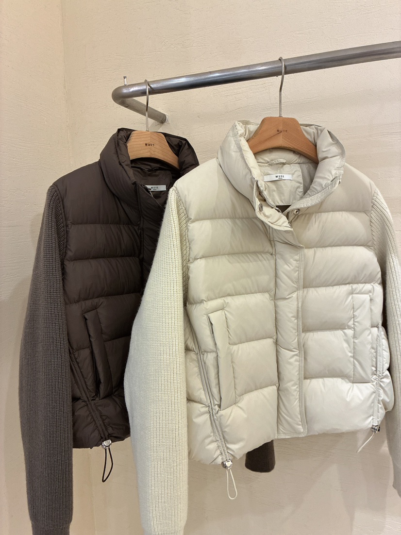 MUSE-P東大門直郵26秋冬拼接袖短款羽絨服羽絨服立領抽繩填充MUSE-P短款羽絨服