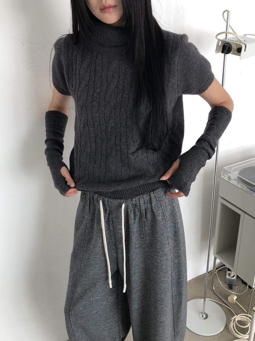 MUSE-P韓國直郵26秋季高領絞花鏤空針織衫高領鏤空MUSE-P針織衫