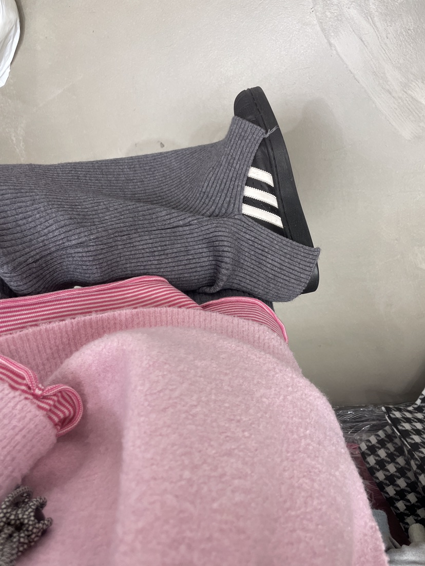 PAIRING東大門實拍26秋冬針織闊腿休閑褲 簡約百搭抽繩高腰開PAIRING休閑褲