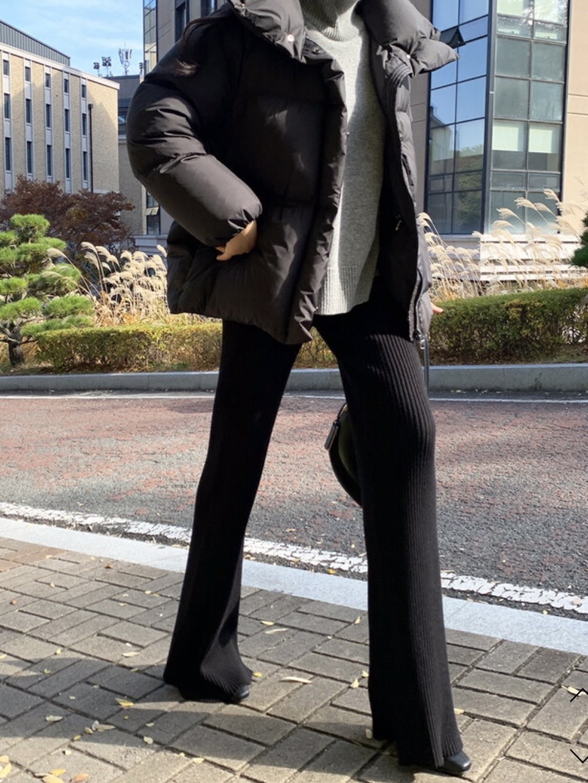 PAIRING東大門實拍26秋冬針織闊腿休閑褲 簡約百搭抽繩高腰開PAIRING休閑褲圖色6