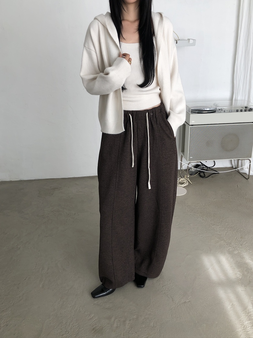 MUSE-P東大門實拍26秋季連帽針織開衫吊帶套裝針織衫無扣開襟MUSE-P針織衫