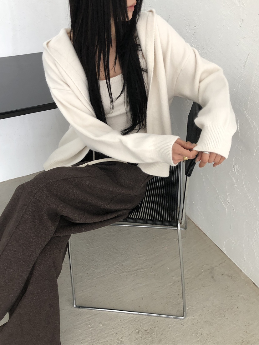 MUSE-P東大門實拍26秋季連帽針織開衫吊帶套裝針織衫無扣開襟MUSE-P針織衫