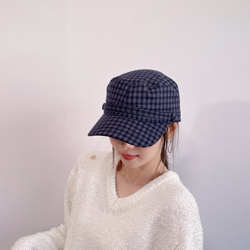 LOVELY HAT東大門代購26秋季格紋硬頂鴨嘴帽帽子LOVELY HAT帽子