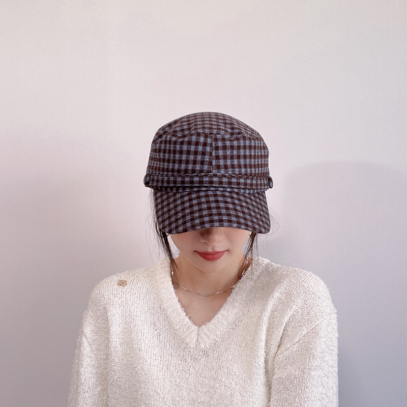 LOVELY HAT東大門代購26秋季格紋硬頂鴨嘴帽帽子LOVELY HAT帽子