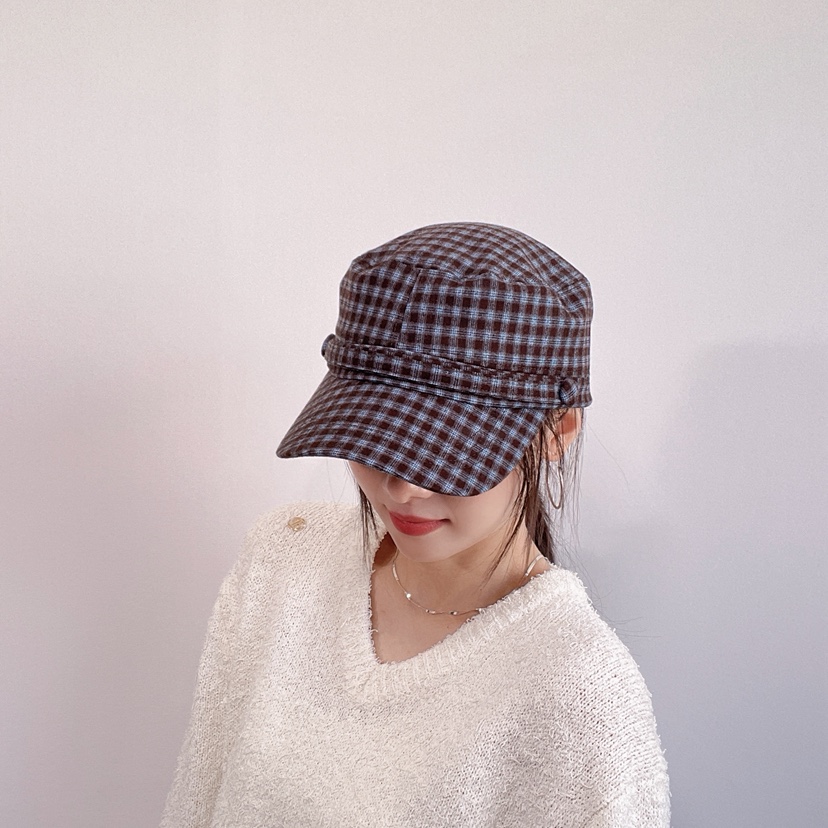 LOVELY HAT東大門代購26秋季格紋硬頂鴨嘴帽帽子LOVELY HAT帽子