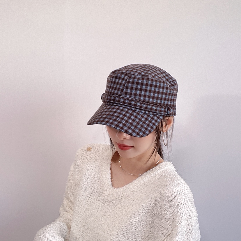 LOVELY HAT東大門代購26秋季格紋硬頂鴨嘴帽帽子LOVELY HAT帽子