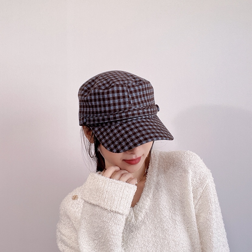 LOVELY HAT東大門代購26秋季格紋硬頂鴨嘴帽帽子LOVELY HAT帽子