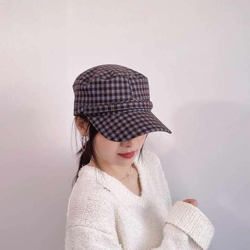 LOVELY HAT東大門代購26秋季格紋硬頂鴨嘴帽帽子LOVELY HAT帽子