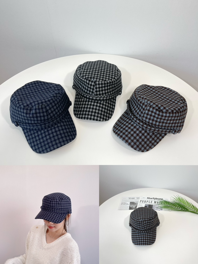 LOVELY HAT東大門代購26秋季格紋硬頂鴨嘴帽帽子LOVELY HAT帽子