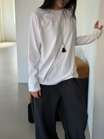 AMY GRACE東大門實拍26秋冬插肩袖寬松T恤長袖T恤插肩袖落肩圓AMY GRACE長袖T恤