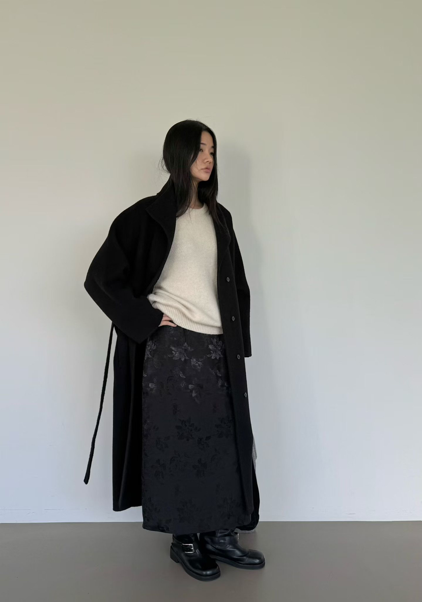 AMY GRACE東大門代購26秋冬復古暗紋直筒及踝長裙直筒AMY GRACE長裙
