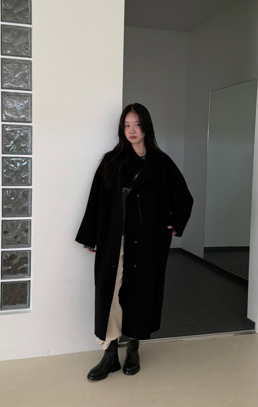 AMY GRACE韓國代購26秋季立領中長大衣中長款大衣含腰帶單排扣AMY GRACE中長款大衣圖色2
