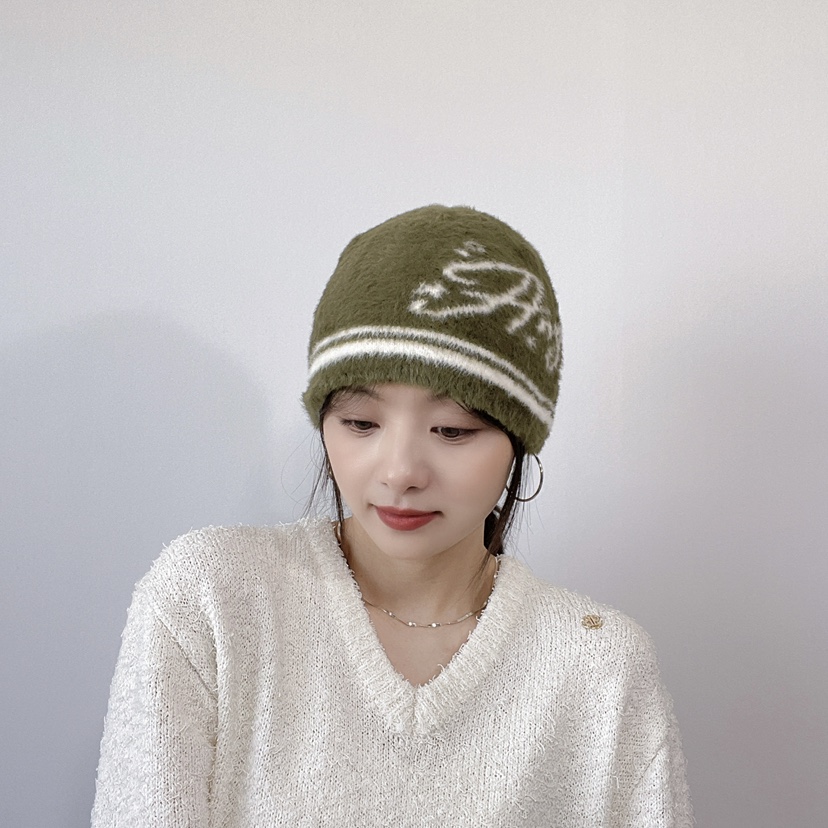 LOVELY HAT韓國直郵26秋冬毛絨針織冷帽 秋冬保暖帽子LOVELY HAT帽子