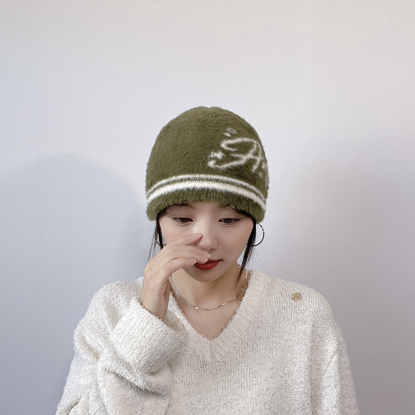 LOVELY HAT韓國直郵26秋冬毛絨針織冷帽 秋冬保暖帽子LOVELY HAT帽子