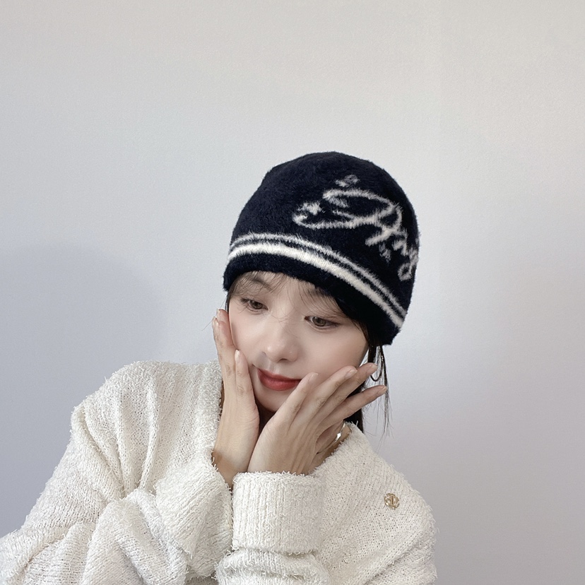 LOVELY HAT韓國直郵26秋冬毛絨針織冷帽 秋冬保暖帽子LOVELY HAT帽子