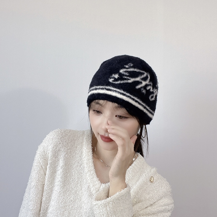 LOVELY HAT韓國直郵26秋冬毛絨針織冷帽 秋冬保暖帽子LOVELY HAT帽子