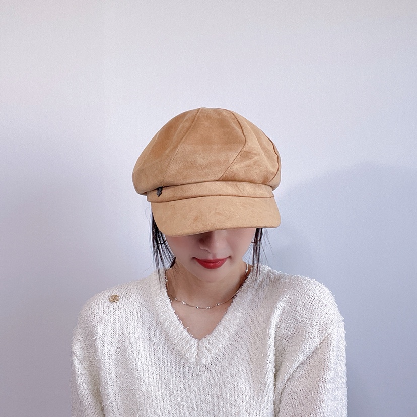 LOVELY HAT韓國直郵26秋冬復古仿麂皮鴨嘴帽帽子LOVELY HAT帽子