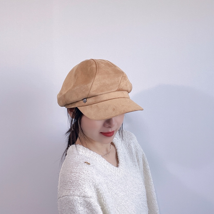 LOVELY HAT韓國直郵26秋冬復古仿麂皮鴨嘴帽帽子LOVELY HAT帽子