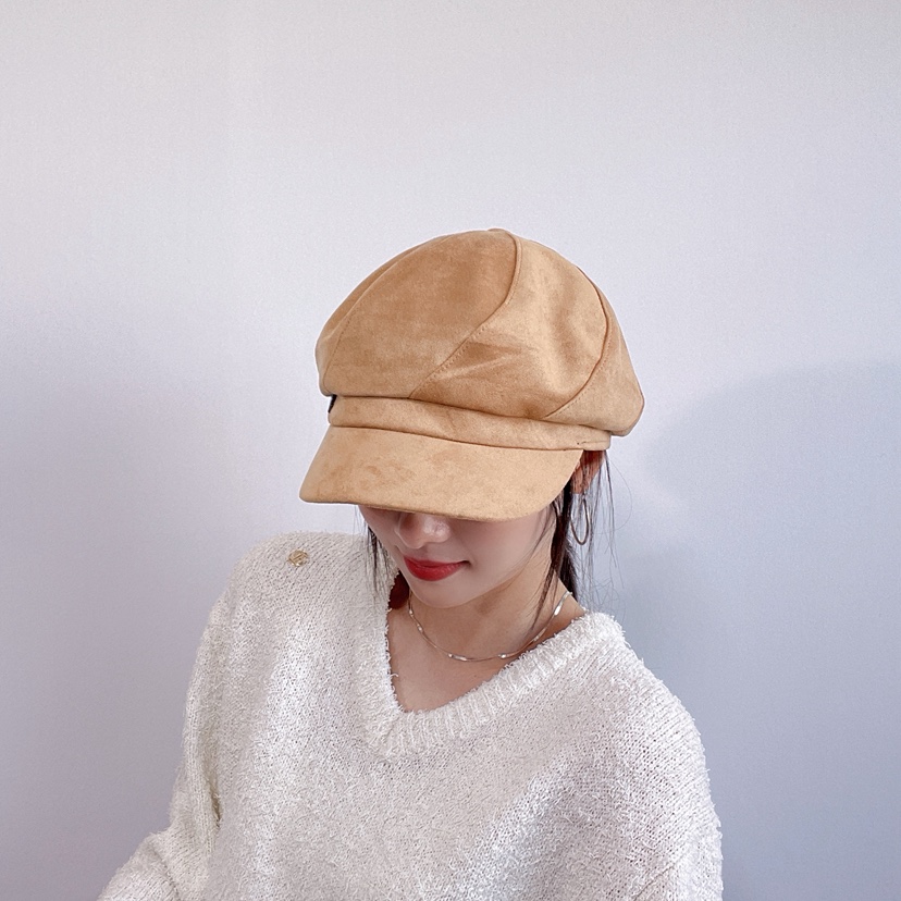 LOVELY HAT韓國直郵26秋冬復古仿麂皮鴨嘴帽帽子LOVELY HAT帽子