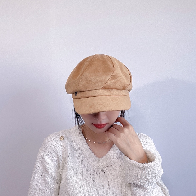 LOVELY HAT韓國直郵26秋冬復古仿麂皮鴨嘴帽帽子LOVELY HAT帽子