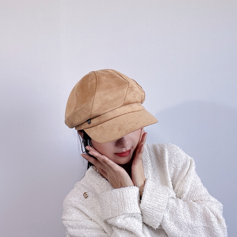 LOVELY HAT韓國直郵26秋冬復古仿麂皮鴨嘴帽帽子LOVELY HAT帽子
