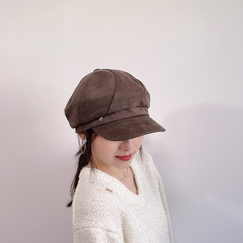 LOVELY HAT韓國直郵26秋冬復古仿麂皮鴨嘴帽帽子LOVELY HAT帽子