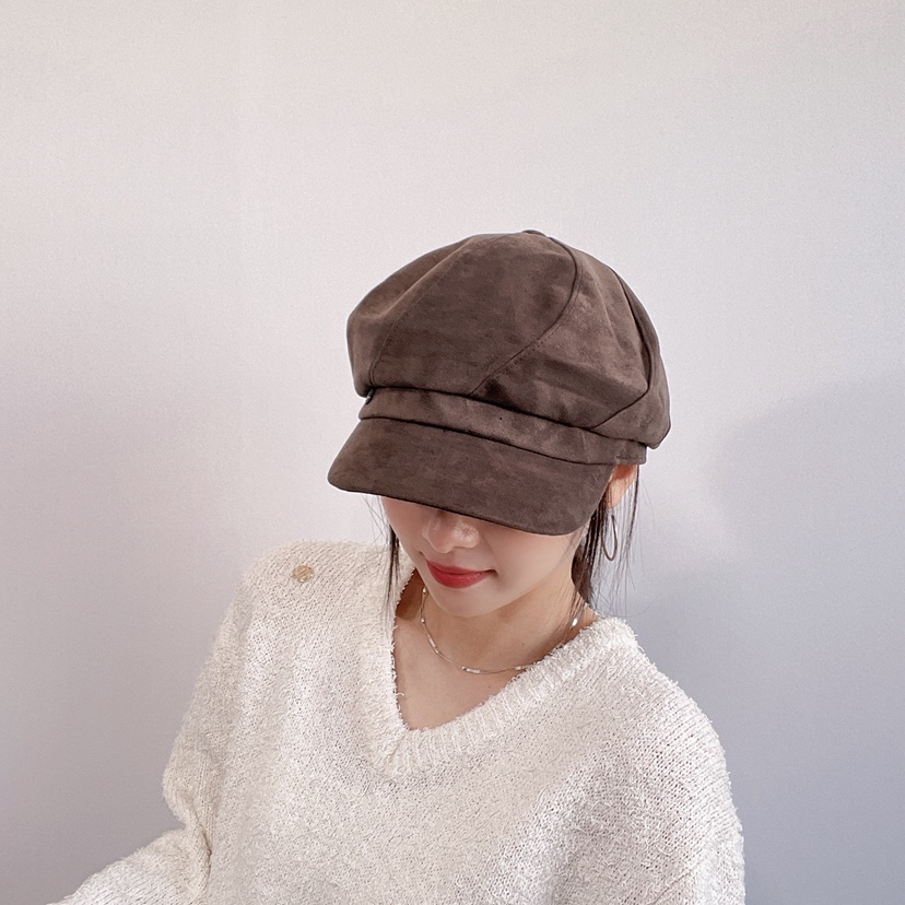 LOVELY HAT韓國直郵26秋冬復古仿麂皮鴨嘴帽帽子LOVELY HAT帽子