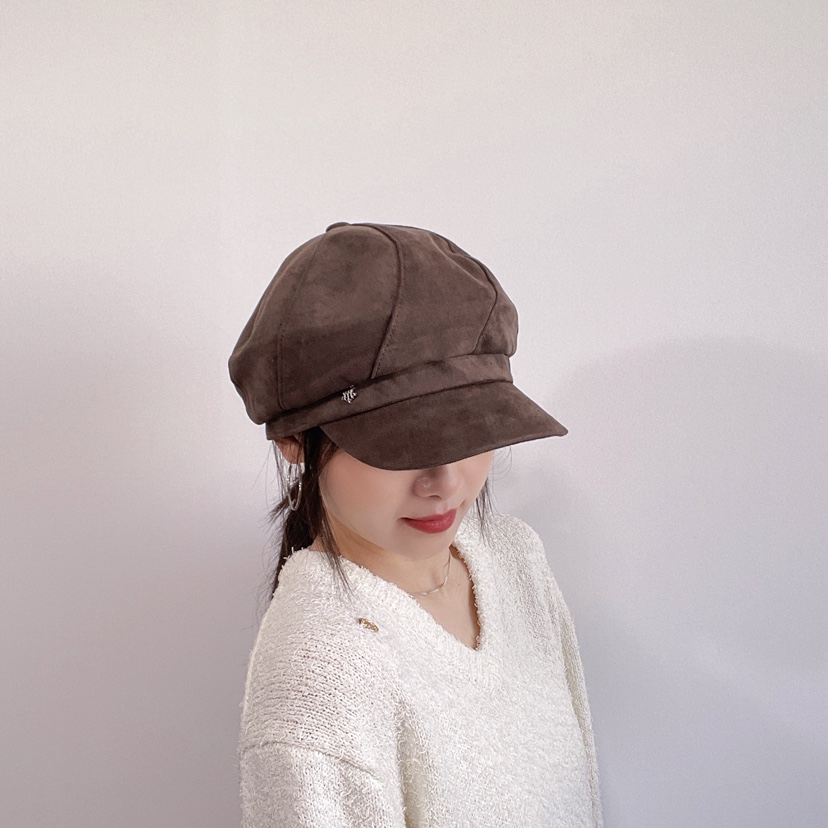 LOVELY HAT韓國直郵26秋冬復古仿麂皮鴨嘴帽帽子LOVELY HAT帽子