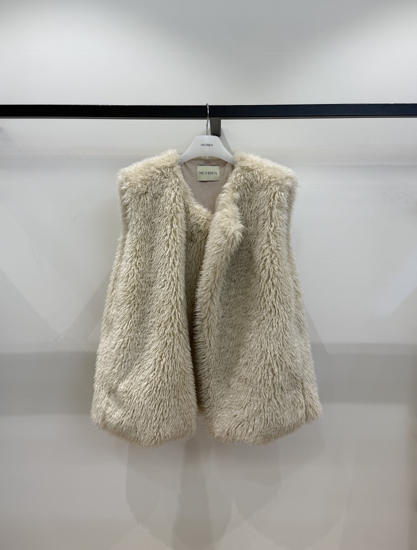 MUYBIEN東大門代購26秋冬毛絨翻領無袖保暖馬甲翻領寬松無袖MUYBIEN馬甲