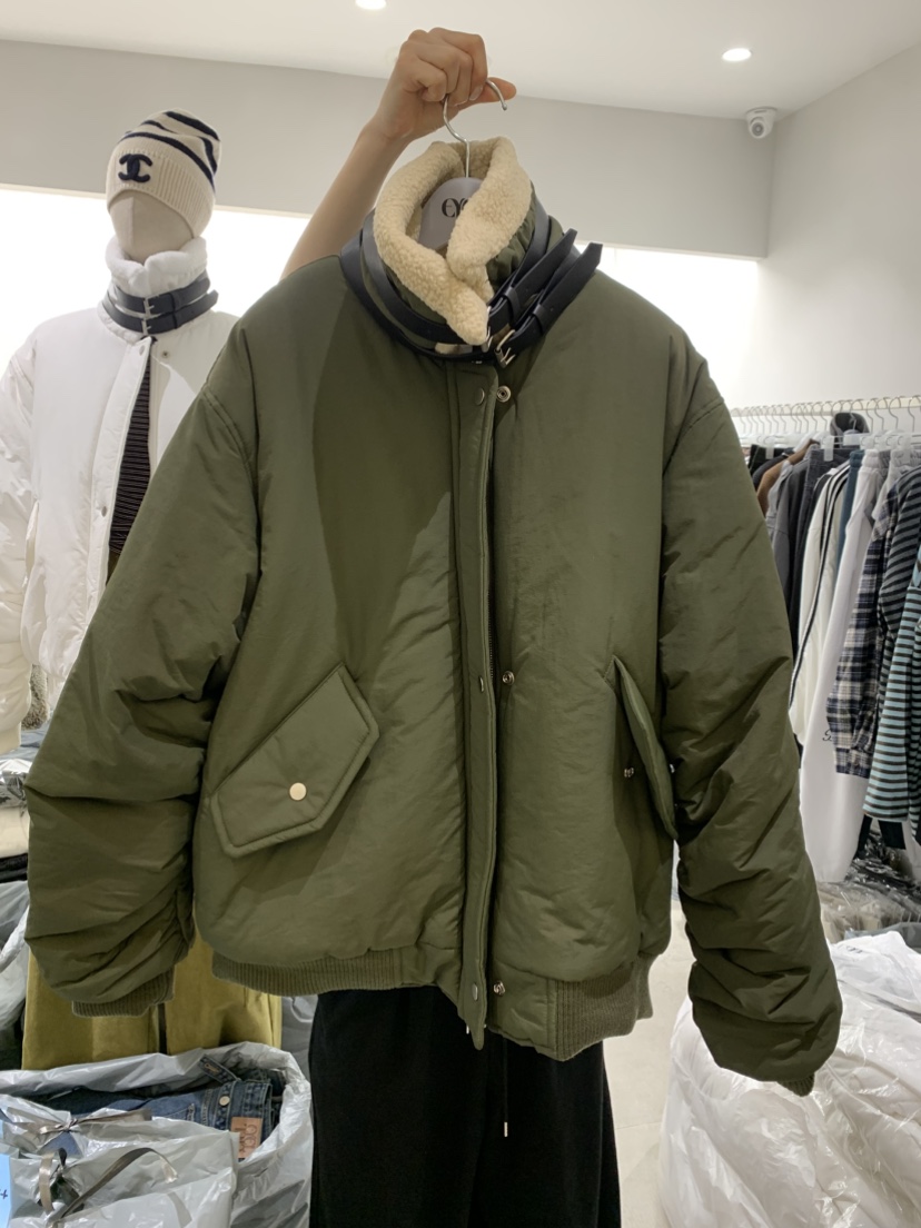 EYEL東大門代購26秋冬立領寬松短款棉服加厚立領系帶按扣寬松EYEL短款棉服圖色2