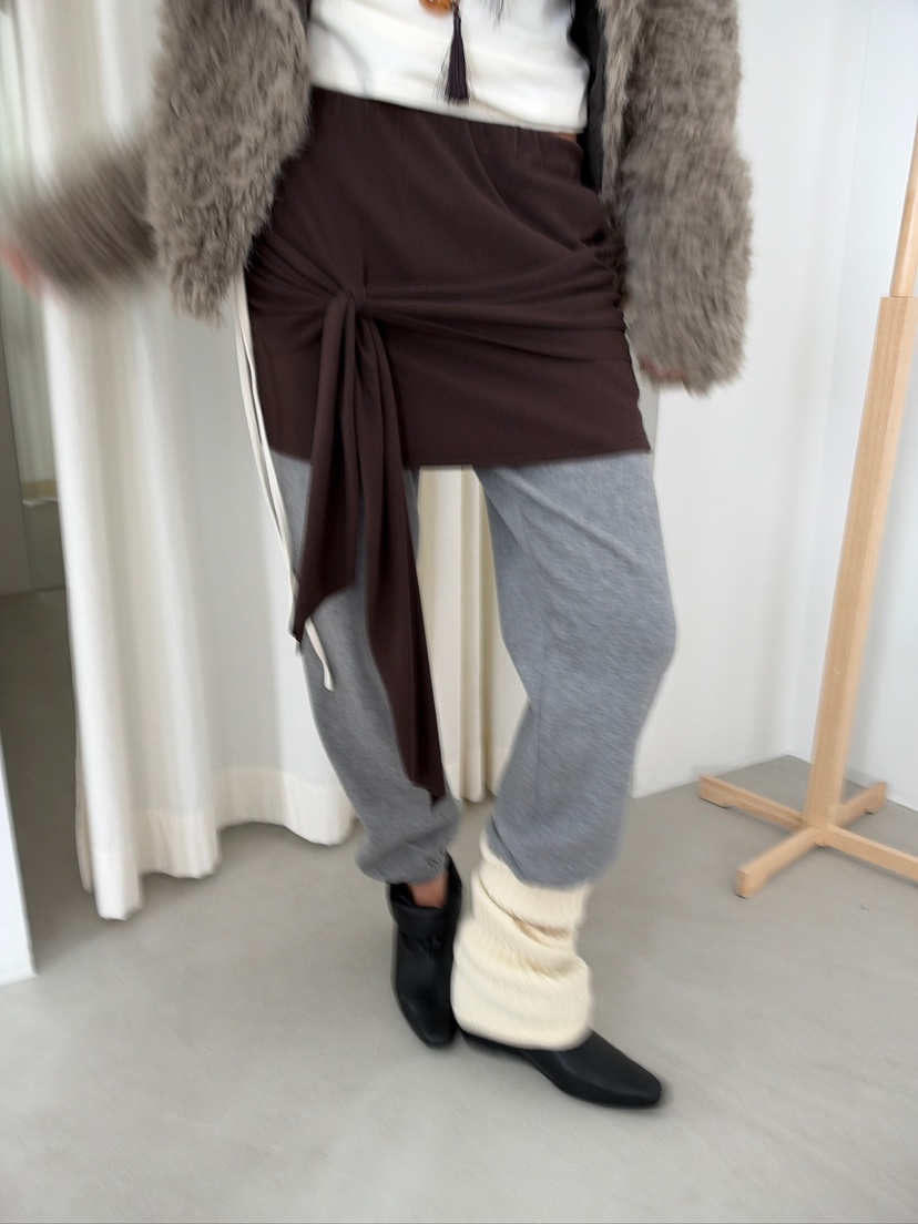 AWESOME SAUCE東大門直郵26秋冬系帶設計簡約短裙系帶褶皺AWESOME SAUCE短裙