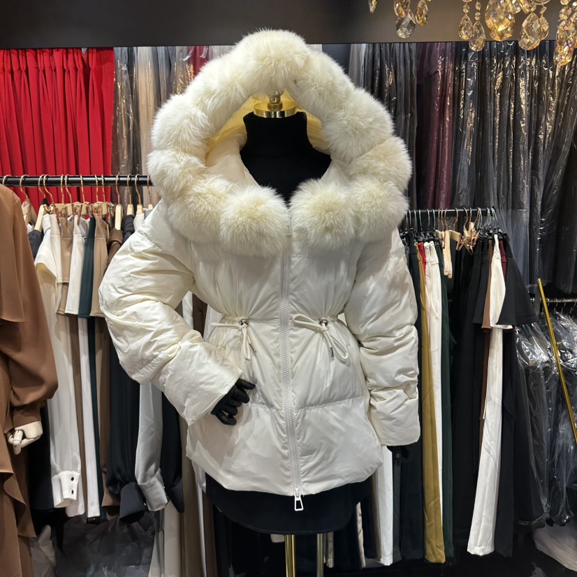 Herish-Haute東大門代購26秋冬收腰短款羽絨服抽繩狐貍連帽鴨Herish-Haute短款羽絨服圖色1