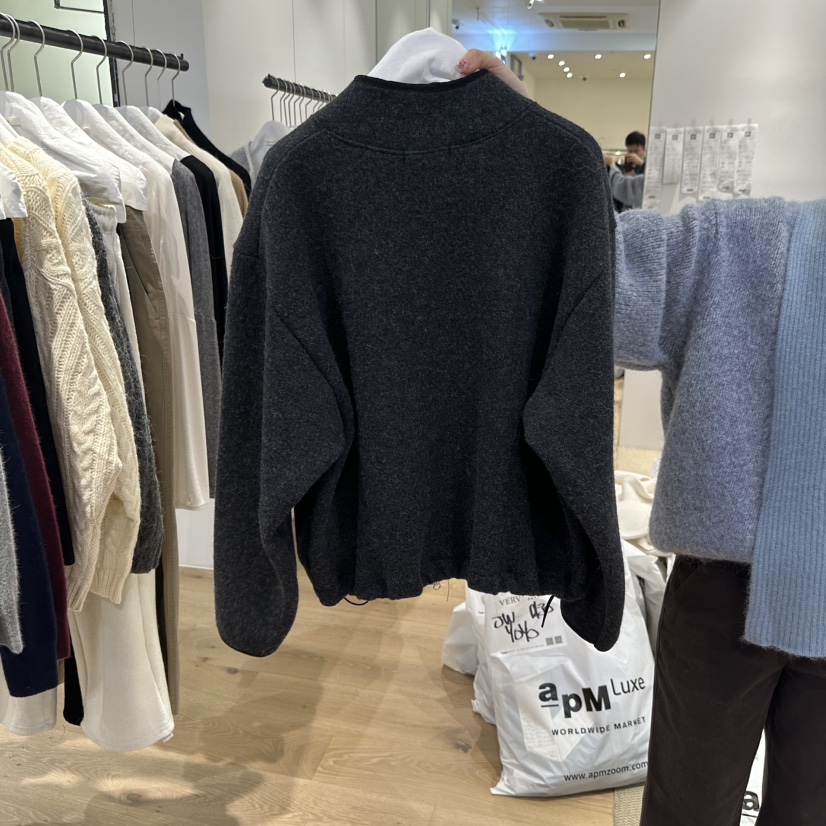 VERVEINE東大門直郵26秋冬立領抽繩毛呢夾克拉鏈開合可調節口VERVEINE夾克