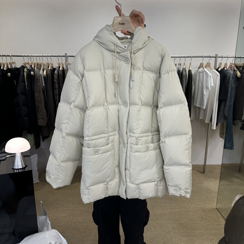 felte韓國代購26秋季連帽絎縫羽絨服長款羽絨服羽絨服口袋抽繩felte長款羽絨服圖色1