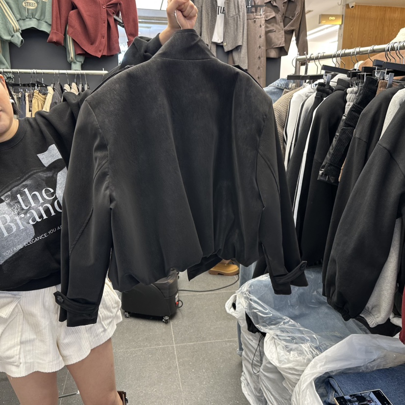 A-DEL韓國代購26秋冬短款立領麂皮夾克不含內搭可調節雙排扣立A-DEL夾克