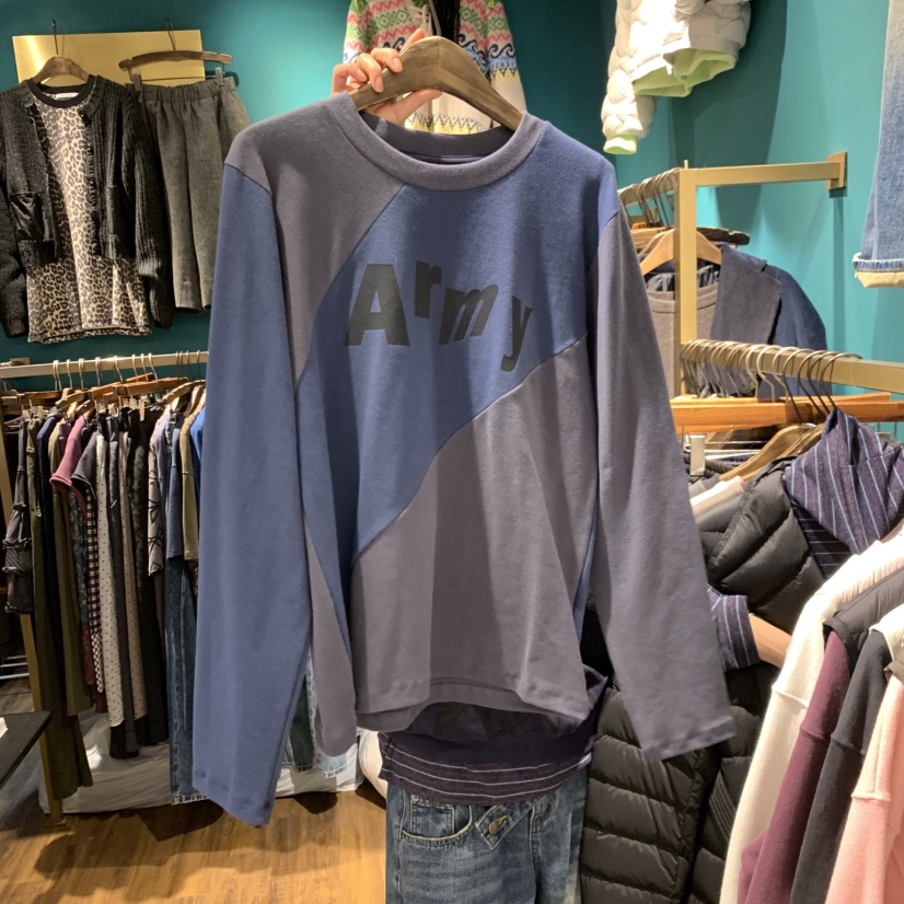 MERCI LINDA韓國代購26秋冬拼色字母圓領長袖T恤字母撞色圓領MERCI LINDA長袖T恤圖色1