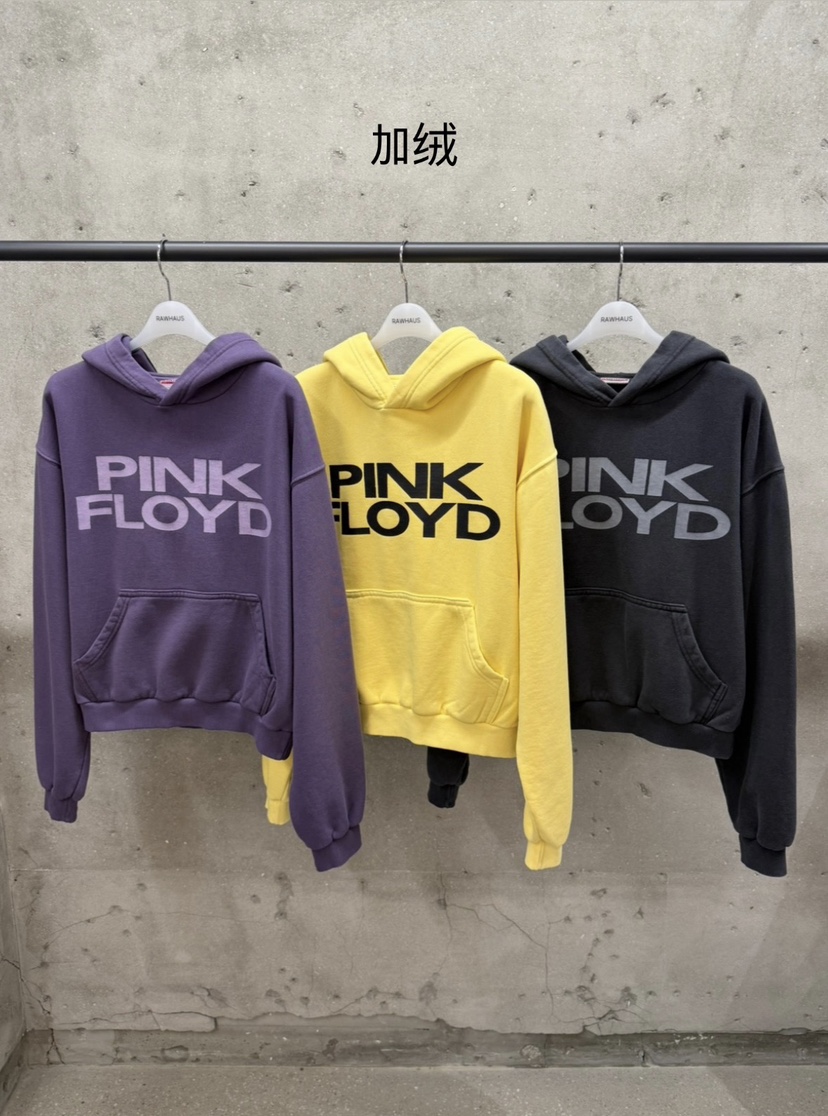 EST/RAWHAUS韓國代購26秋季短款加絨PinkFloyd衛衣口袋短款落EST/RAWHAUS衛衣