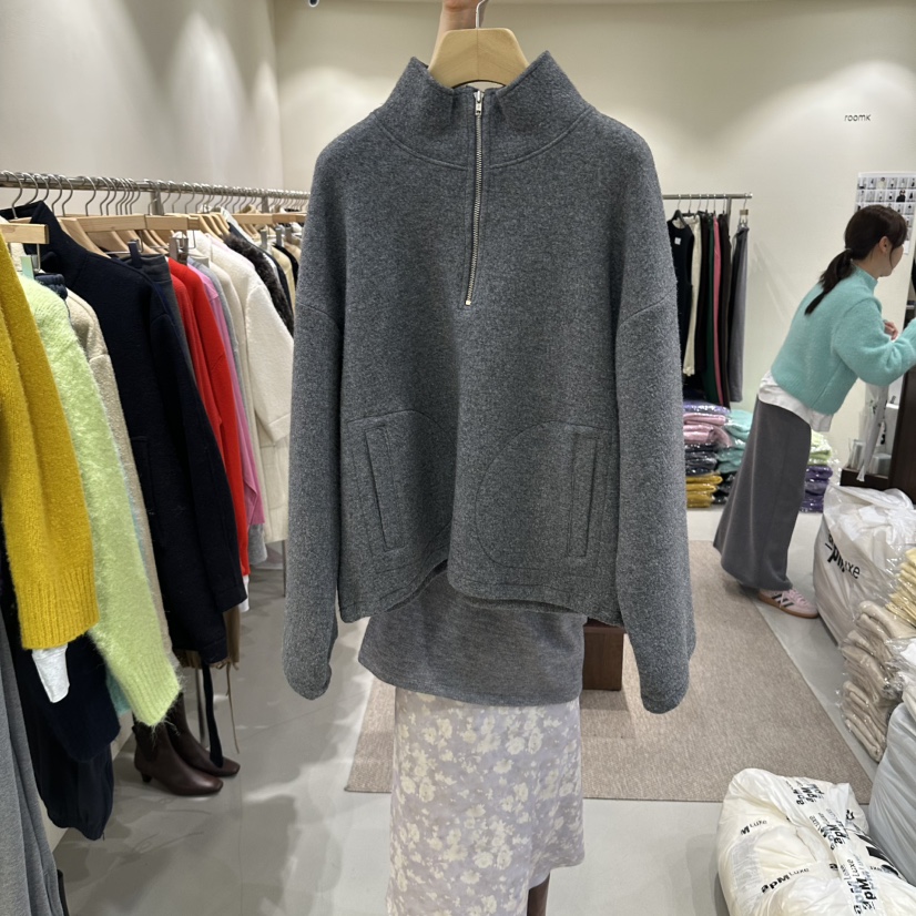ROOM K-P東大門直郵26秋季半拉鏈立領毛呢衛衣半拉鏈立領落肩ROOM K-P衛衣圖色1