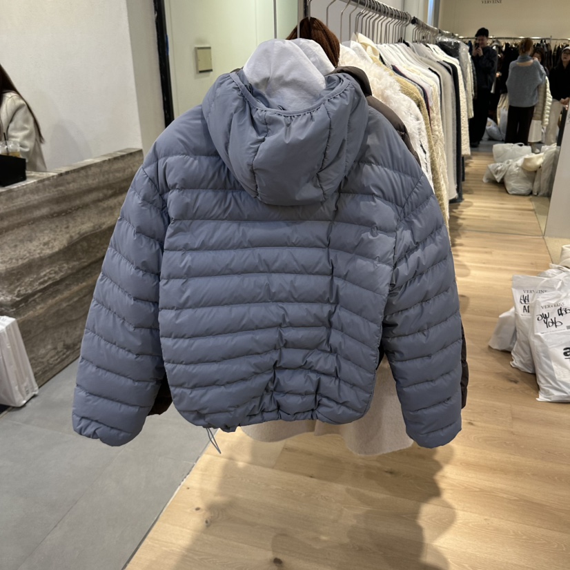 VERVEINE韓國代購26秋冬連帽短款鵝絨服短款羽絨服拉鏈開合羽VERVEINE短款羽絨服