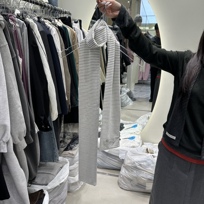 AT THE END韓國直郵26秋季細條紋長款圍巾披肩AT THE END圍巾/披肩圖色2